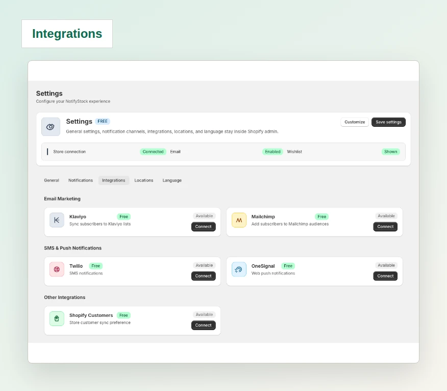 Supported provider integrations