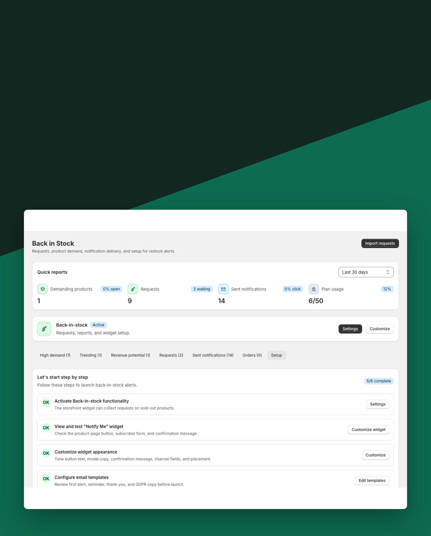 Know when setup is complete mobile view