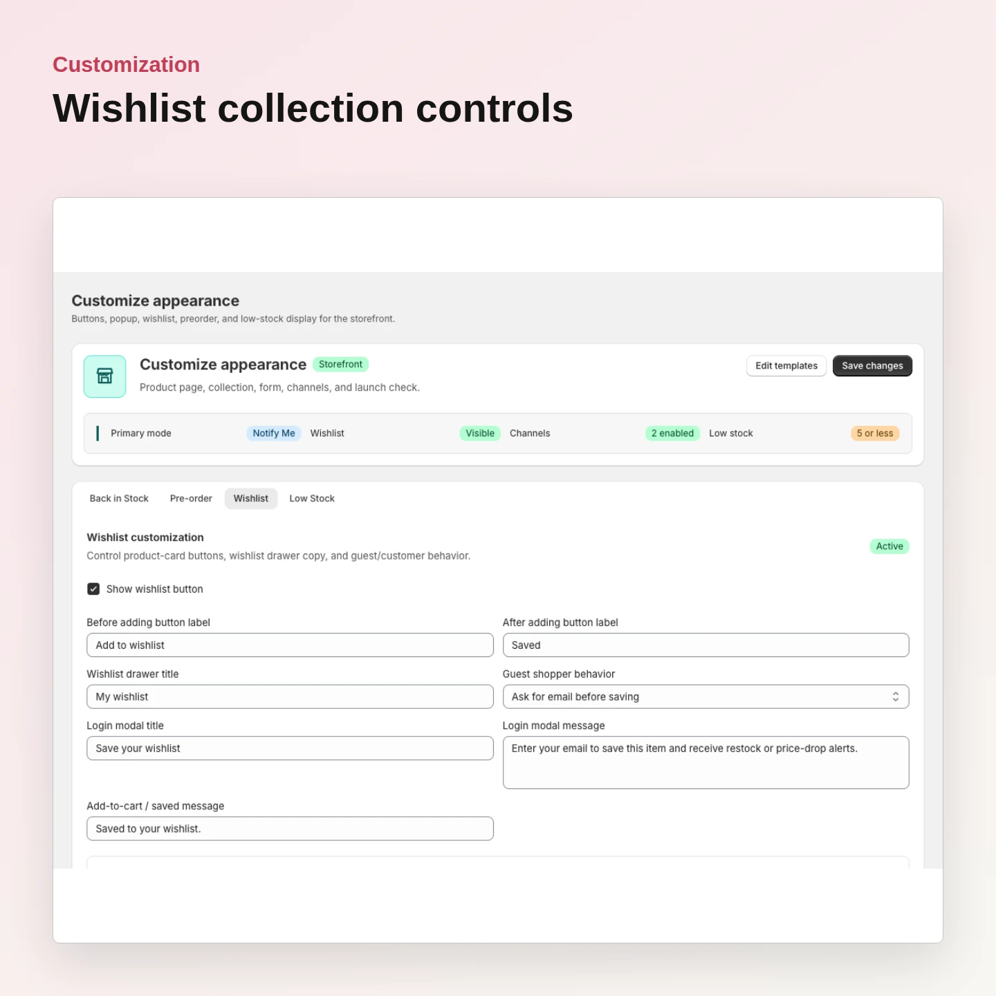 Customization: Customize Wishlist