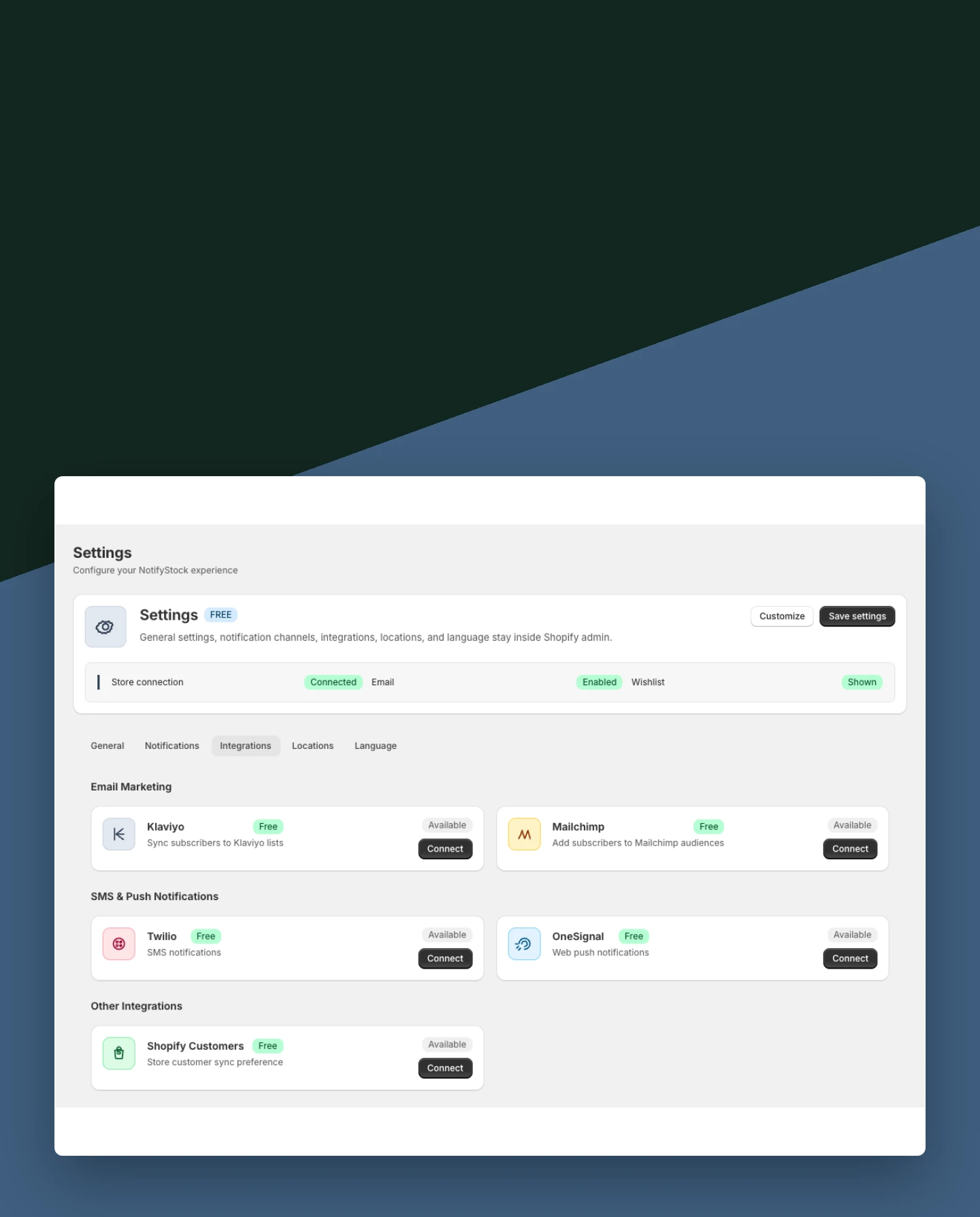 Provider configuration mobile view