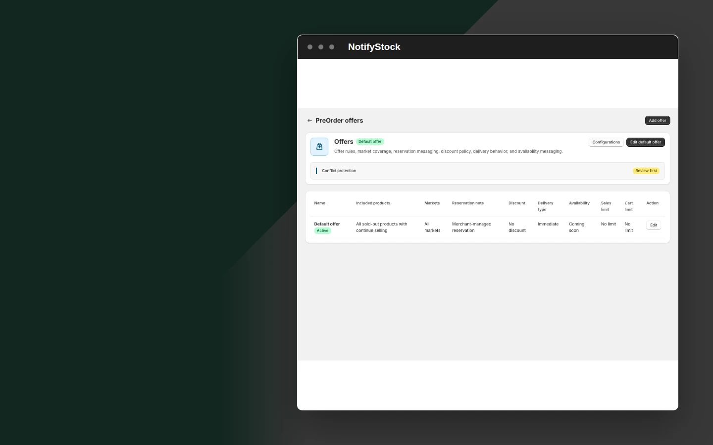 Use PreOrder mode for early interest in NotifyStock