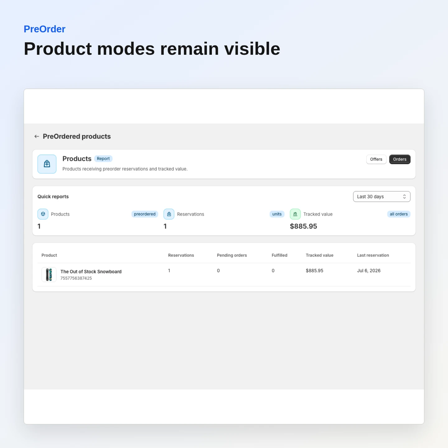 PreOrder: Keep product modes explicit