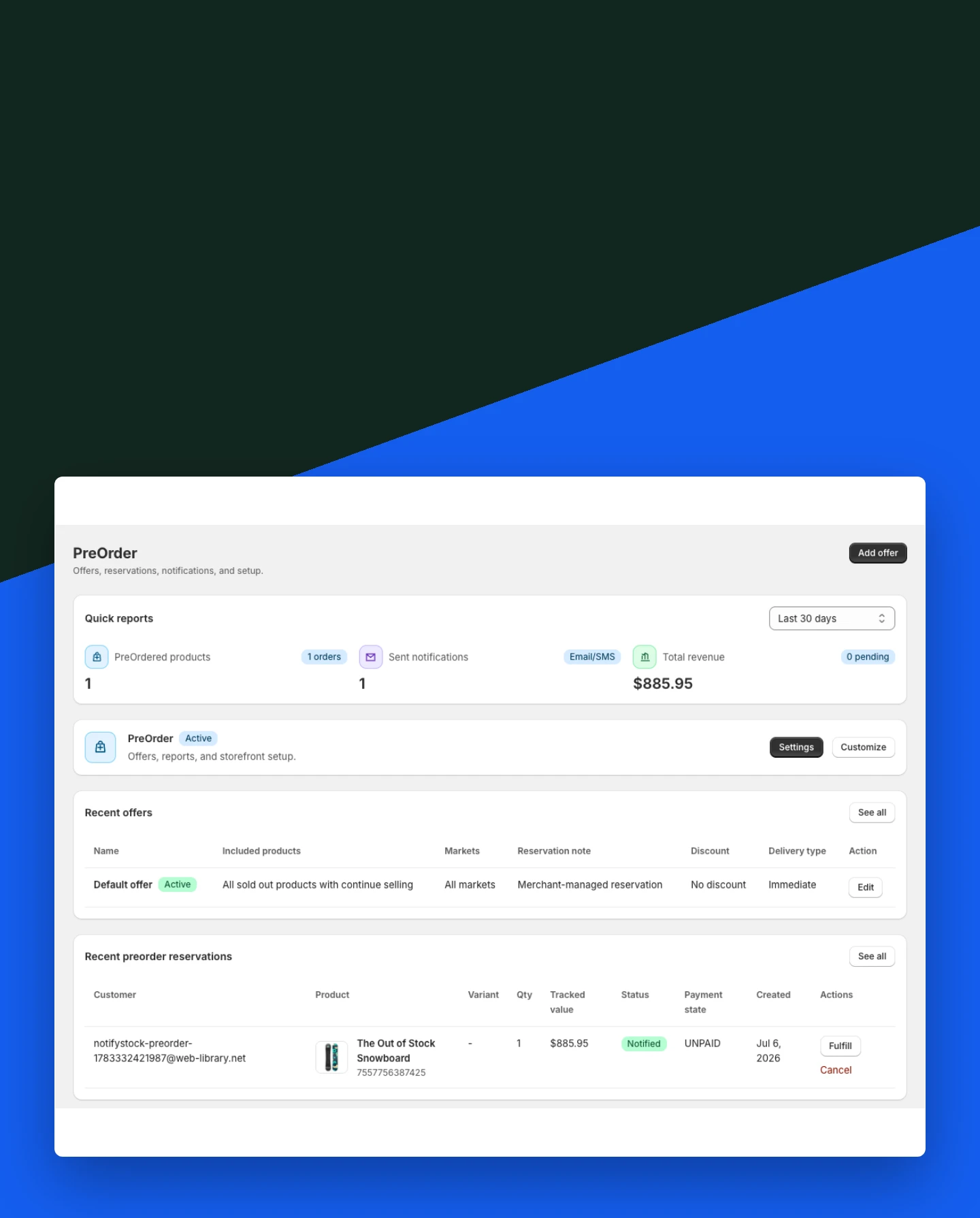PreOrder storefront mobile view
