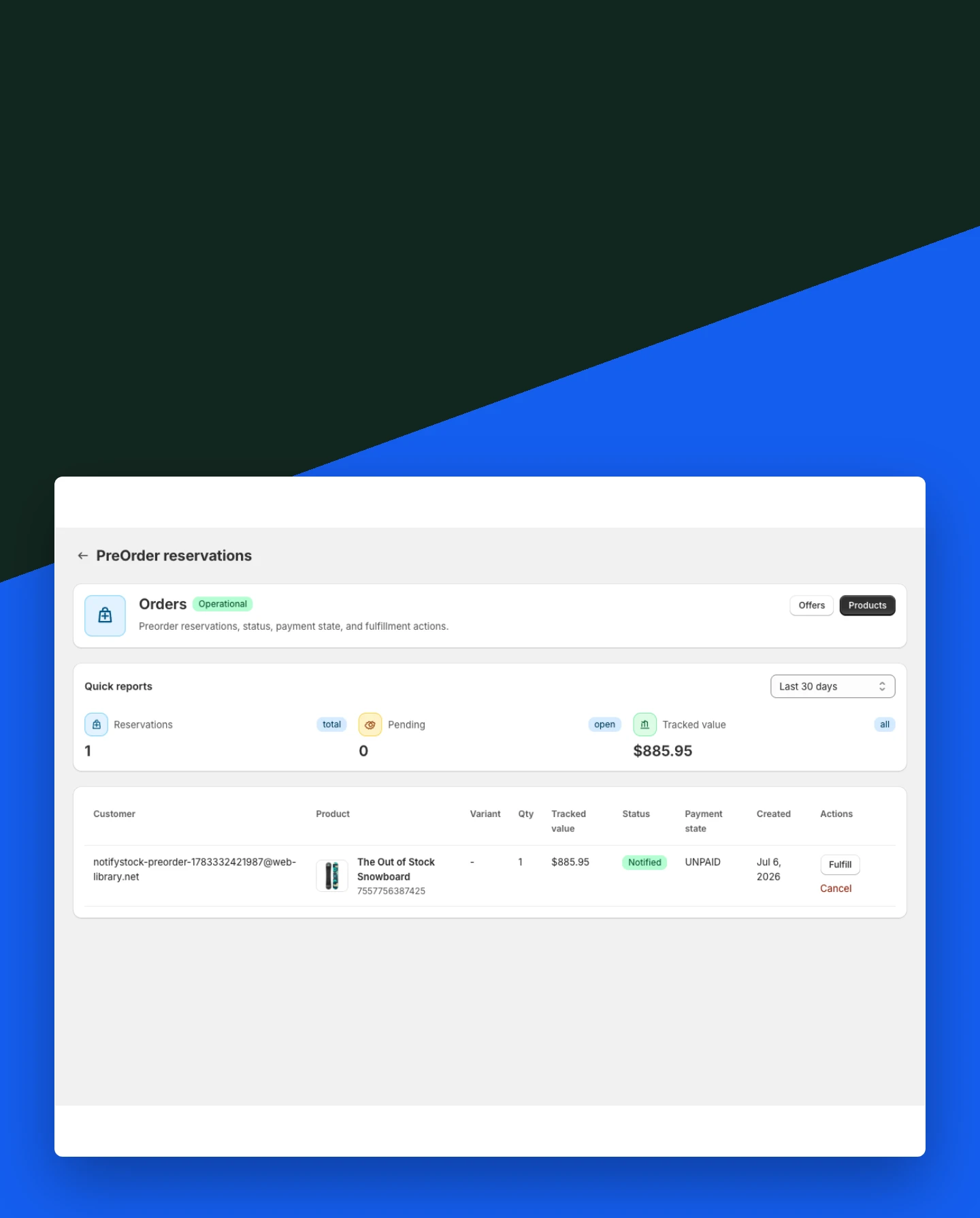 Organize reservations mobile view