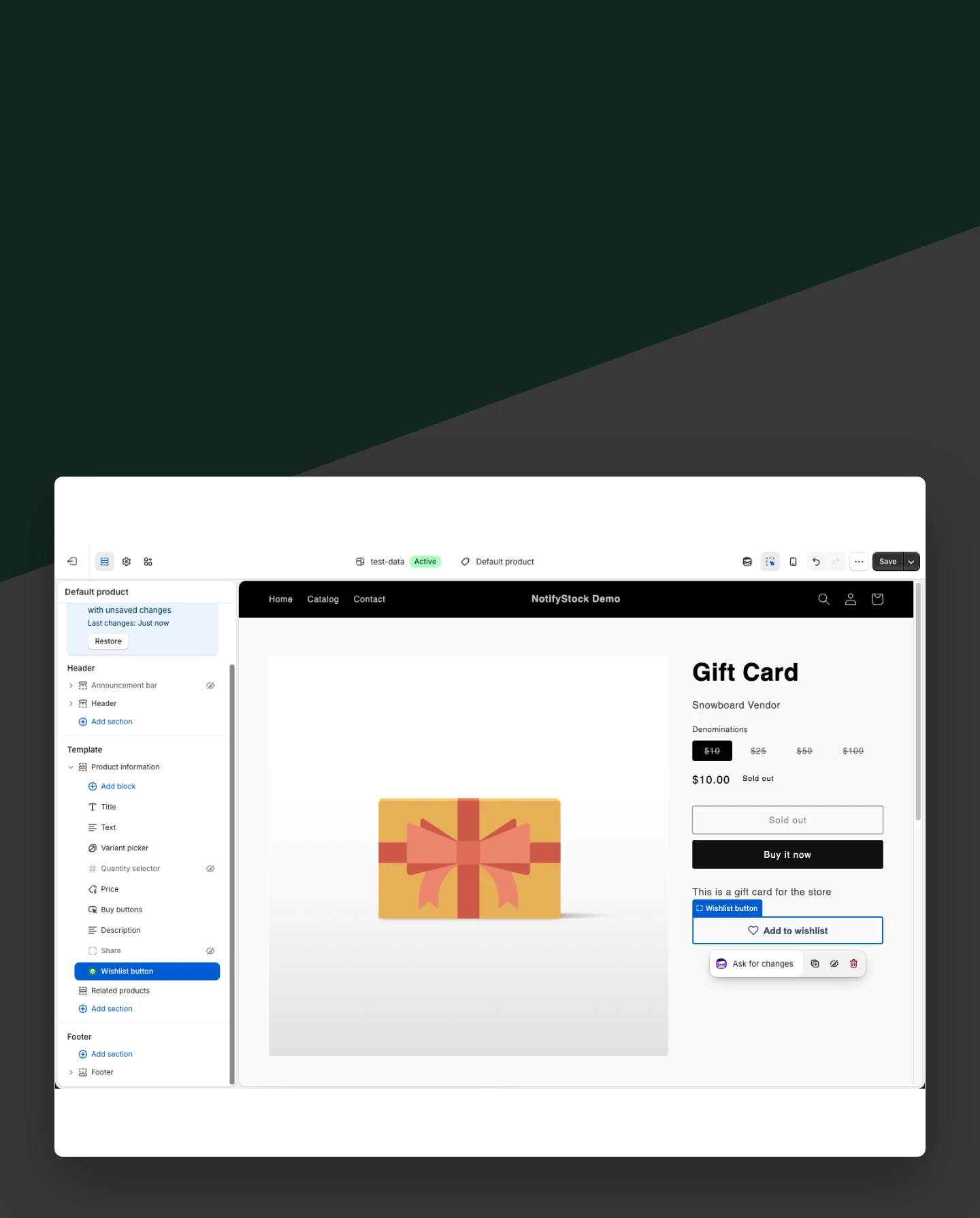 Add Wishlist mobile view