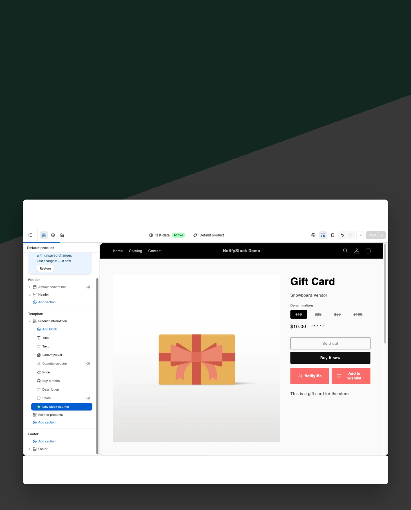 Add Low Stock mobile view