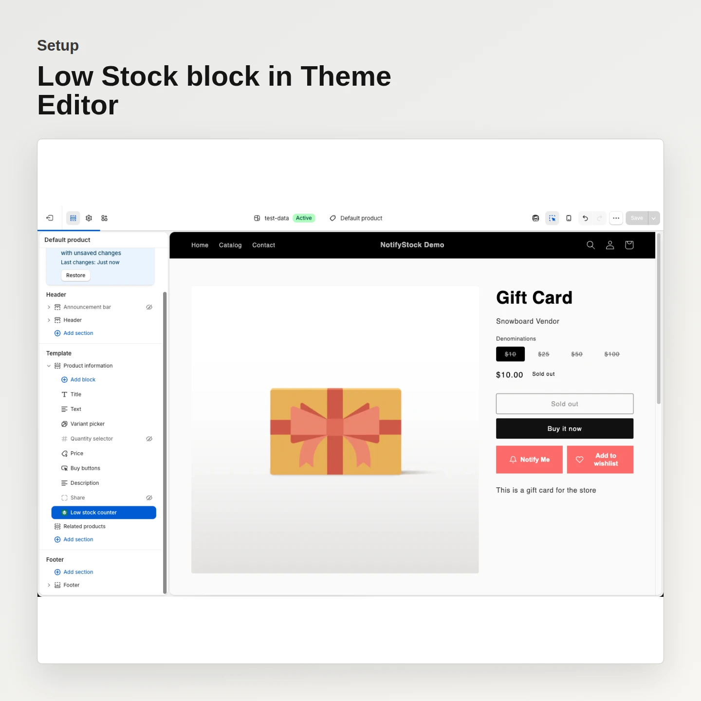 Shopify theme setup: Add Low Stock