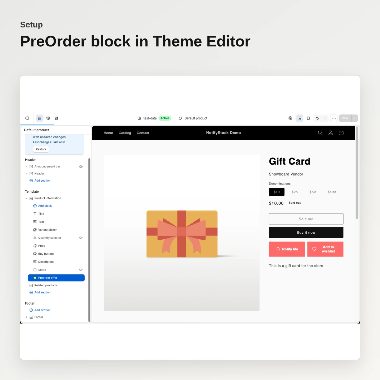 Shopify theme setup: Add PreOrder