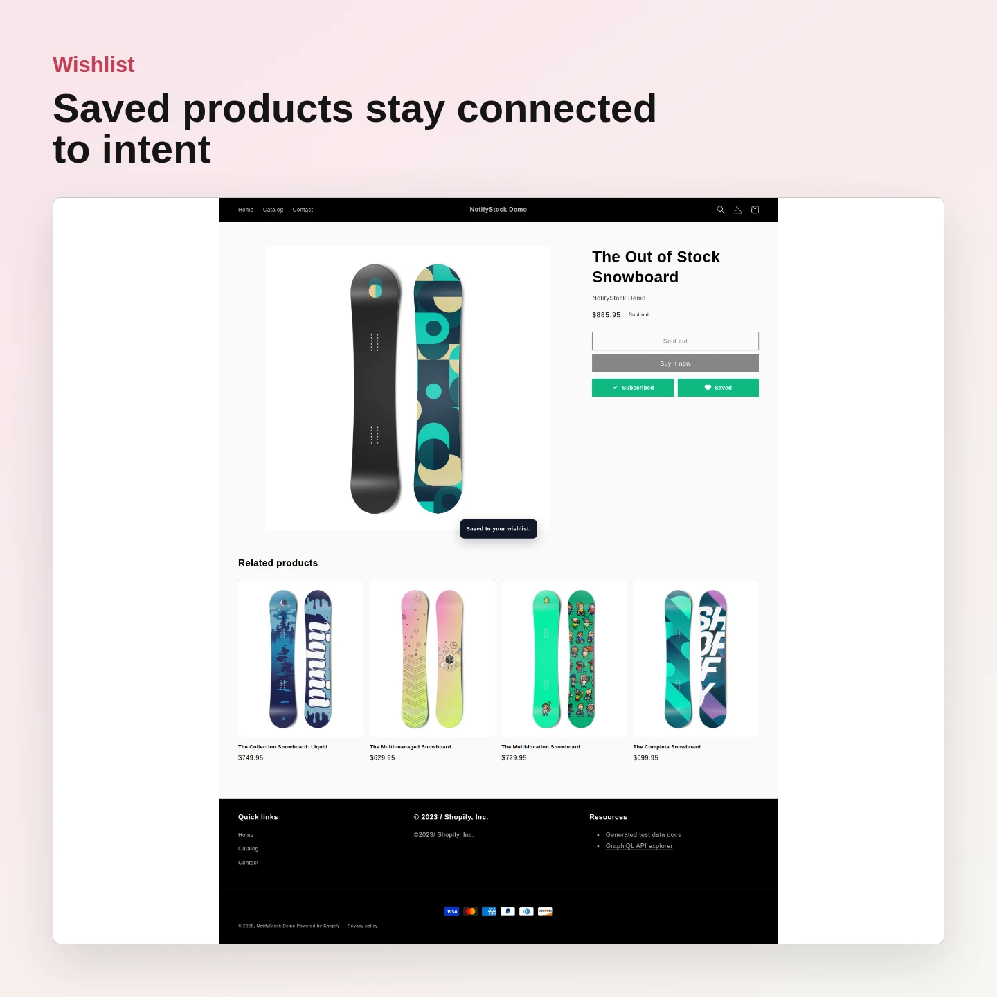 Shopper saving a Shopify product to a NotifyStock wishlist