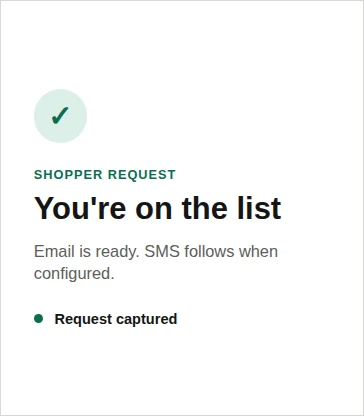 Back in Stock request captured