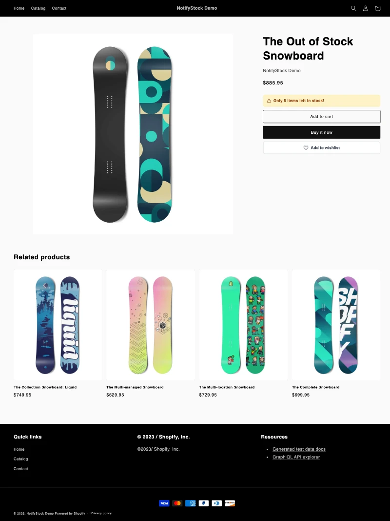 Low Stock message on a Shopify storefront