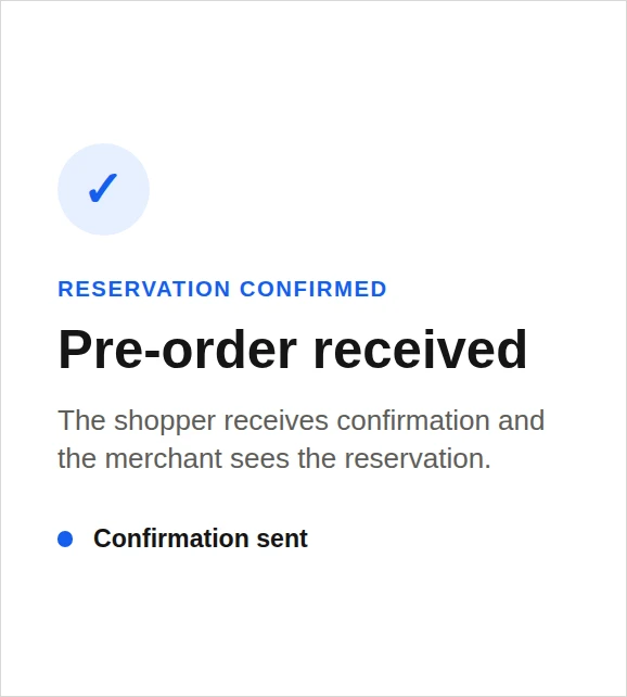 PreOrder confirmation status