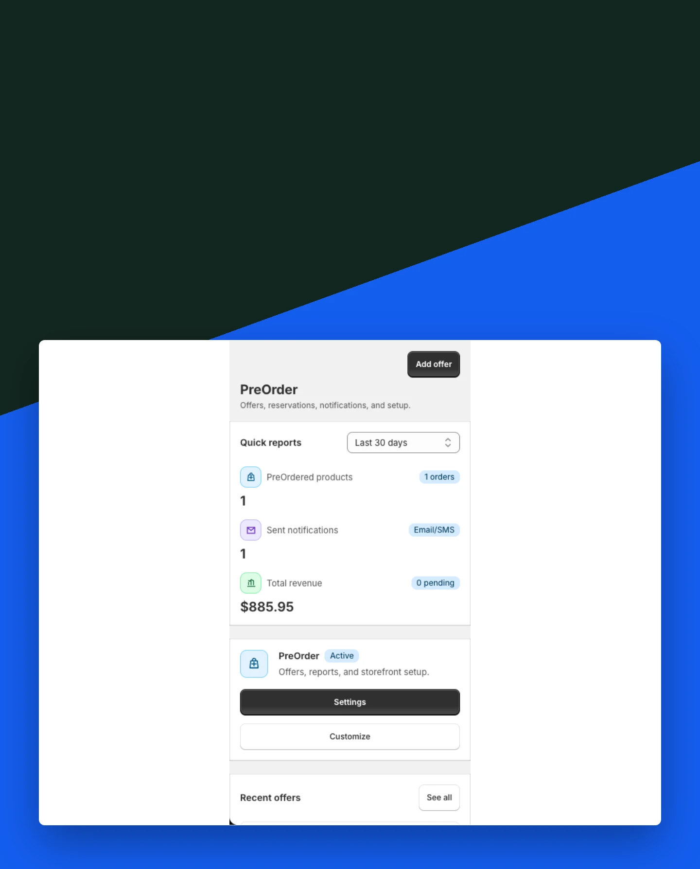 PreOrder mobile admin view