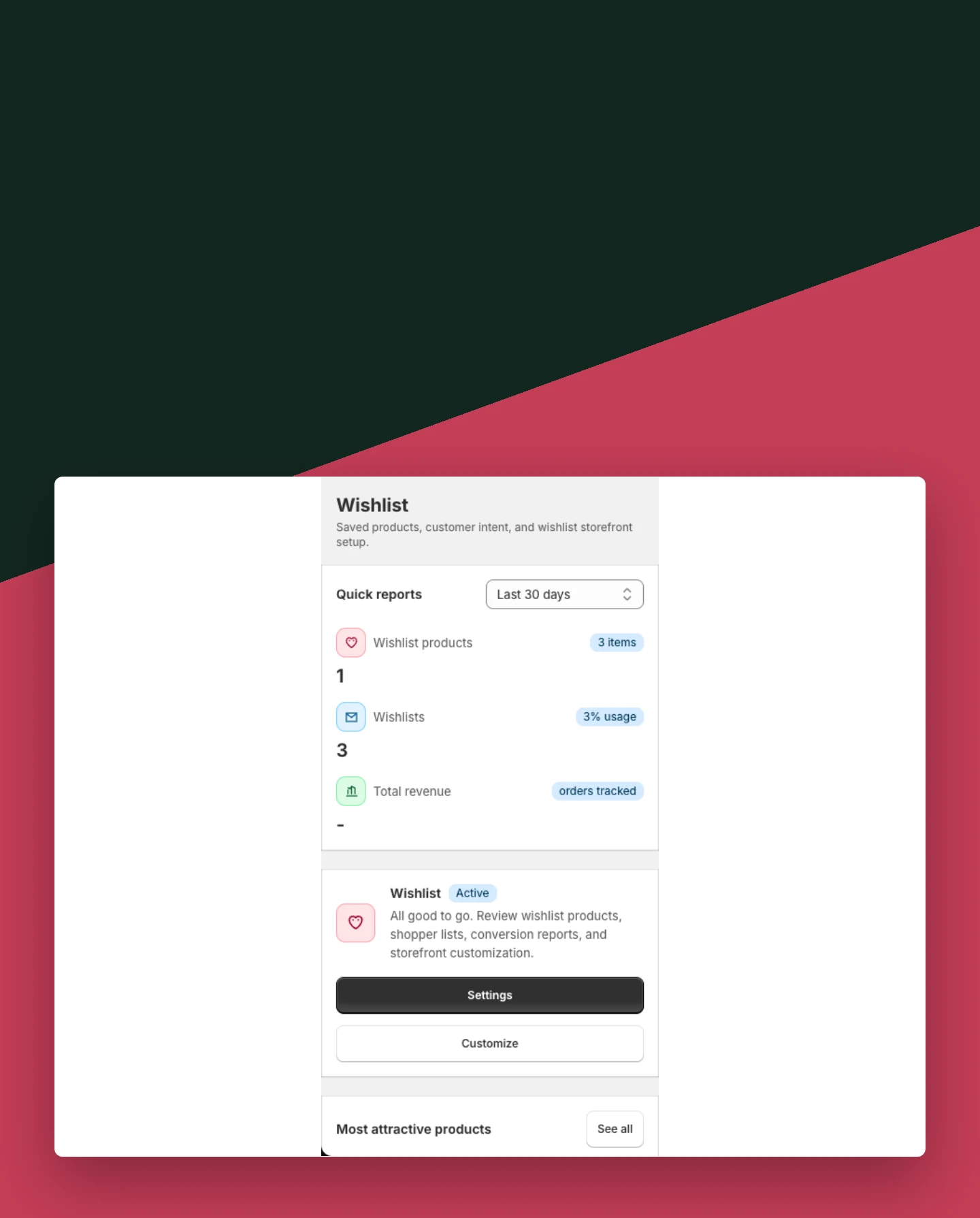 Wishlist mobile admin view